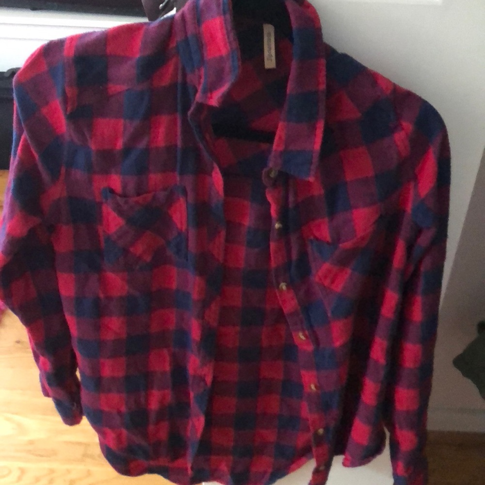 Blue and red checkered flannel